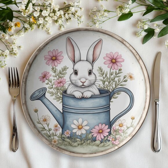 Bunny Dinner Plate – Durable Polymer Spring Tableware (10-inch) - Picture 7 of 10